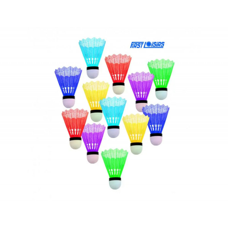 Badminton first loisirs volants de badminton lot de 12 coloris assortis