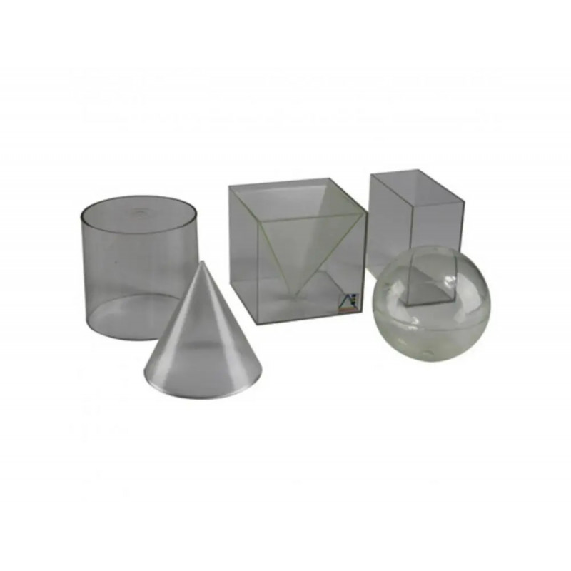 Solides et volumes wissner volumes a remplir corps transparents plastique 5 pieces 10 cm