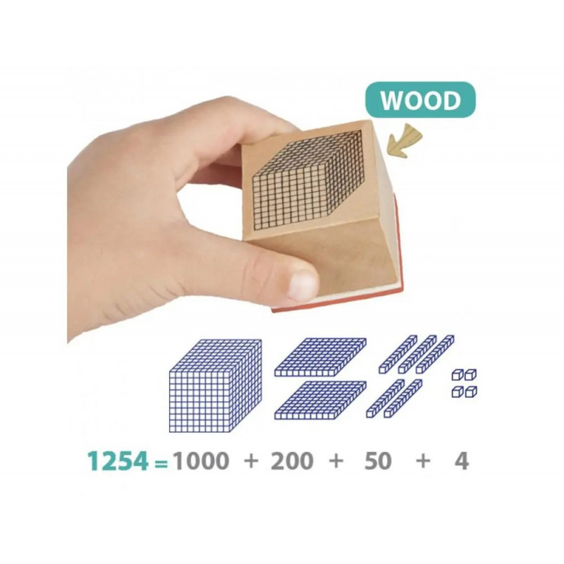 Base 10 akros tampons de decomposition en bois numerique tout type d encre 4 unites dizaines centaines et