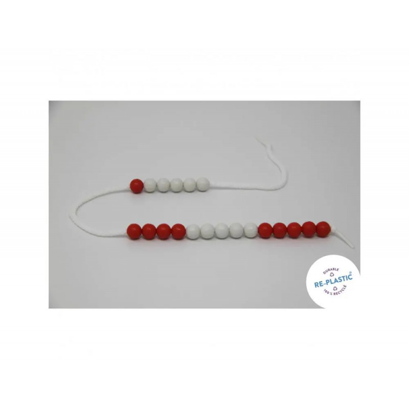 Chainettes de calcul wissner de 0 a 20 2 couleurs 20 boules rouges et blanches