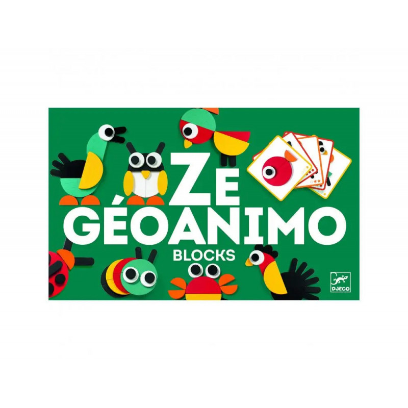 Jeux d association des formes et des couleurs djeco ze geoanimo 30 pieces et cartes modeles