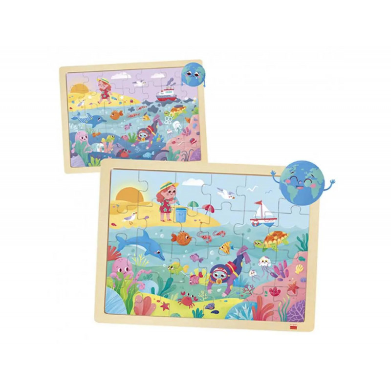 Puzzles en bois avec cadre akros eco puzzles sauvons la planete 2 puzzles 24 pieces et 2 puzzles 35 pieces 4