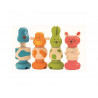 Vis animo djeco reconstitution de 4 animaux en bois compose de 3 pieces chacun coloris assortis
