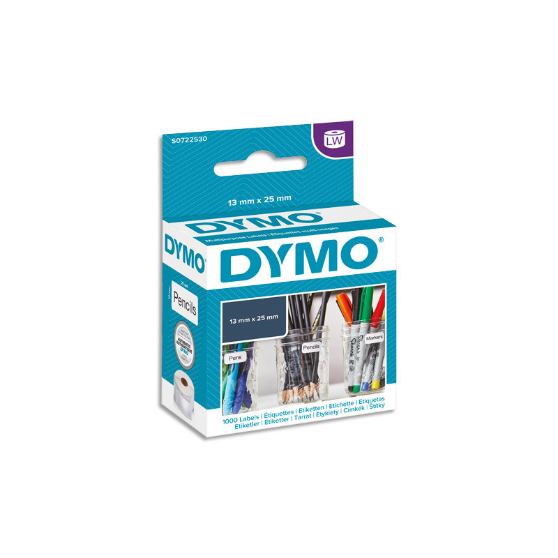 DYMO Rouleau de 1000 étiquettes multi-usages adhésif décollable 25x13mm S0722530