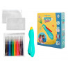 Aerographe imaginovo pour enfants rechargeable avec usb contenant 30 pochoirs et 12 marqueurs coloris assortis