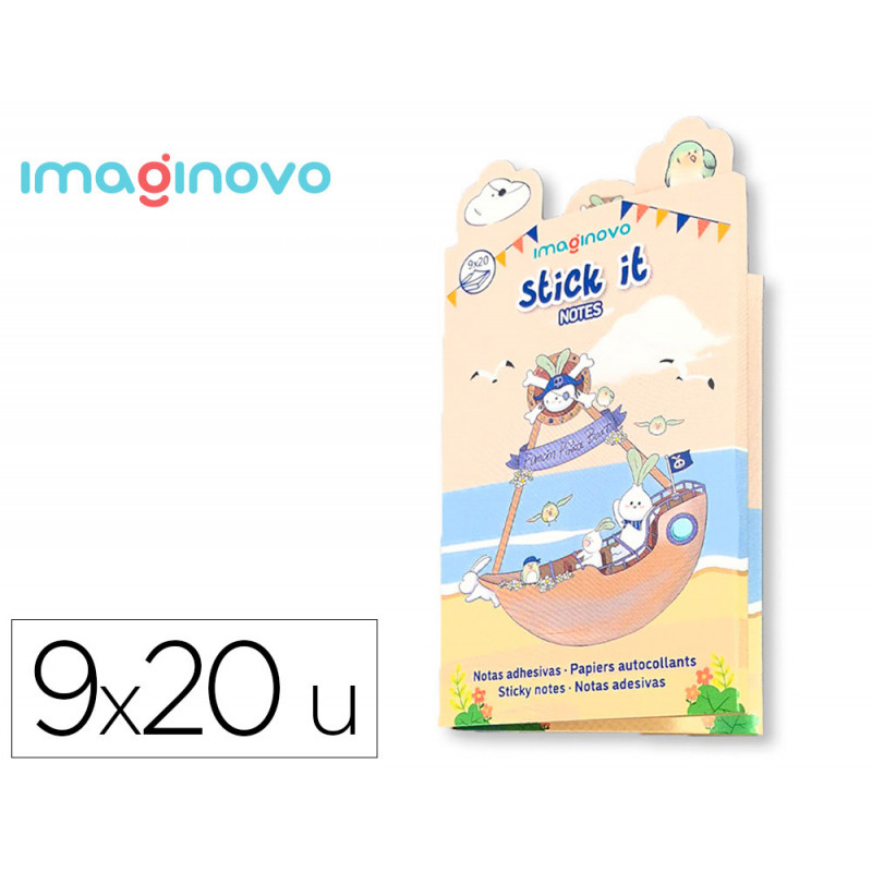 Notes adhesives imaginovo stick it notebook 20 notes adhesives pirate tailles assorties drapeau