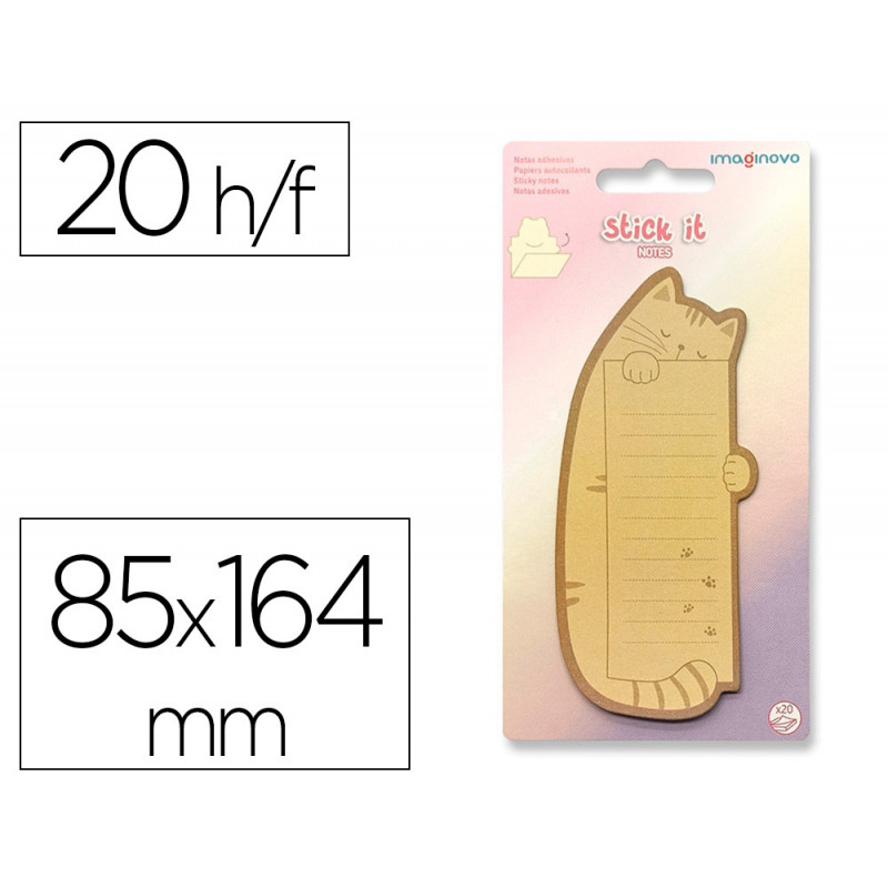 Bloc notes imaginovo adhesifs letter avec message au dos chat 20 feuilles 85x164 mm