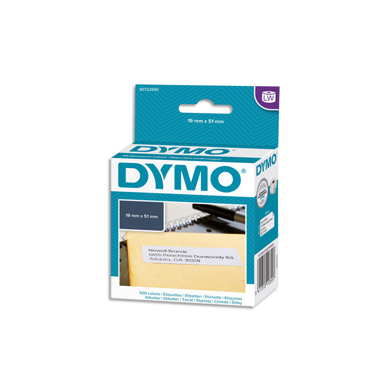 DYMO Rouleau de 500 étiquettes multi-usages adhésif décollable 19x51mm S0722550