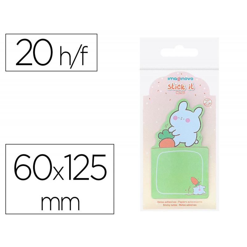 Bloc notes imaginovo adhesifs bunny avec support 20 feuilles coloris vert 60x125 mm