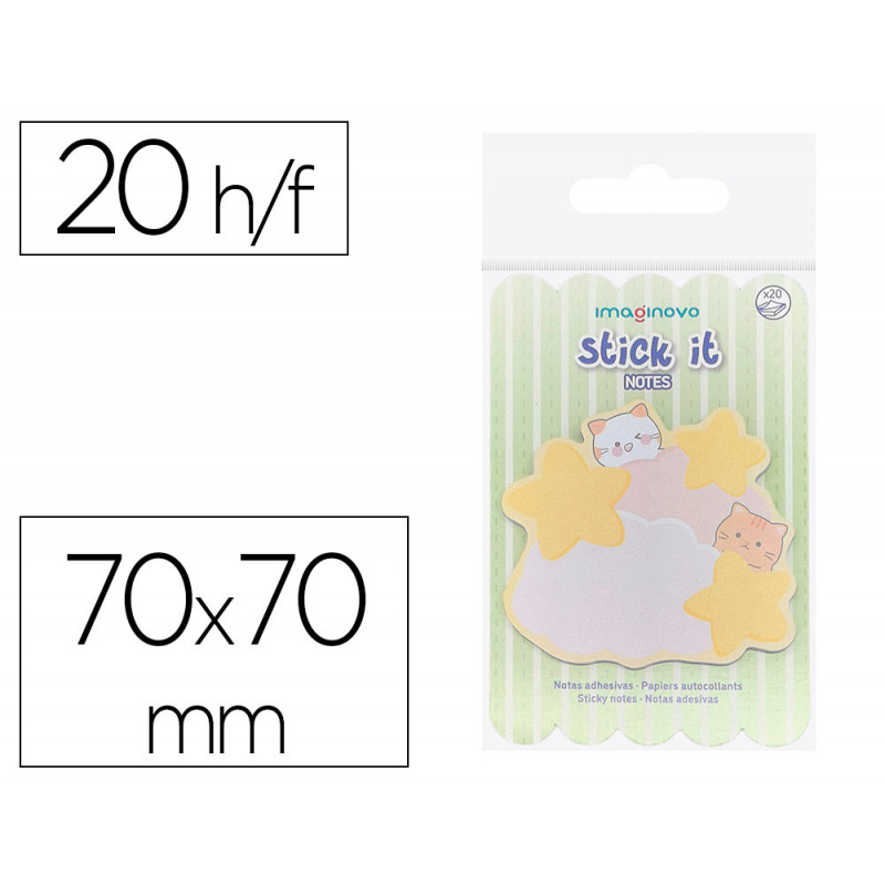 Bloc notes imaginovo adhesifs meow nuages 20 feuilles 70x70 mm