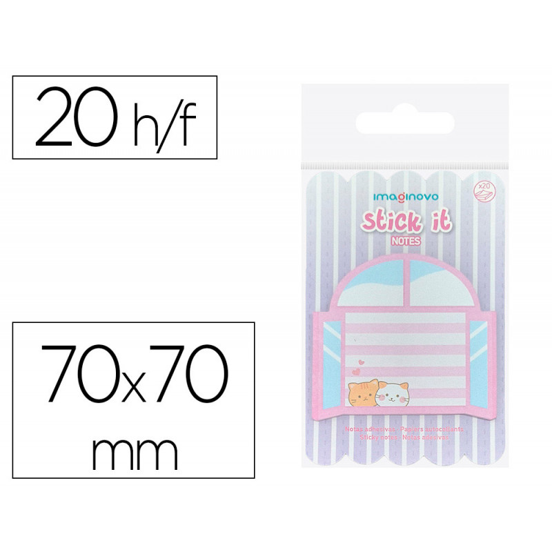 Bloc notes imaginovo adhesifs meow fenetre 20 feuilles 70x70 mm