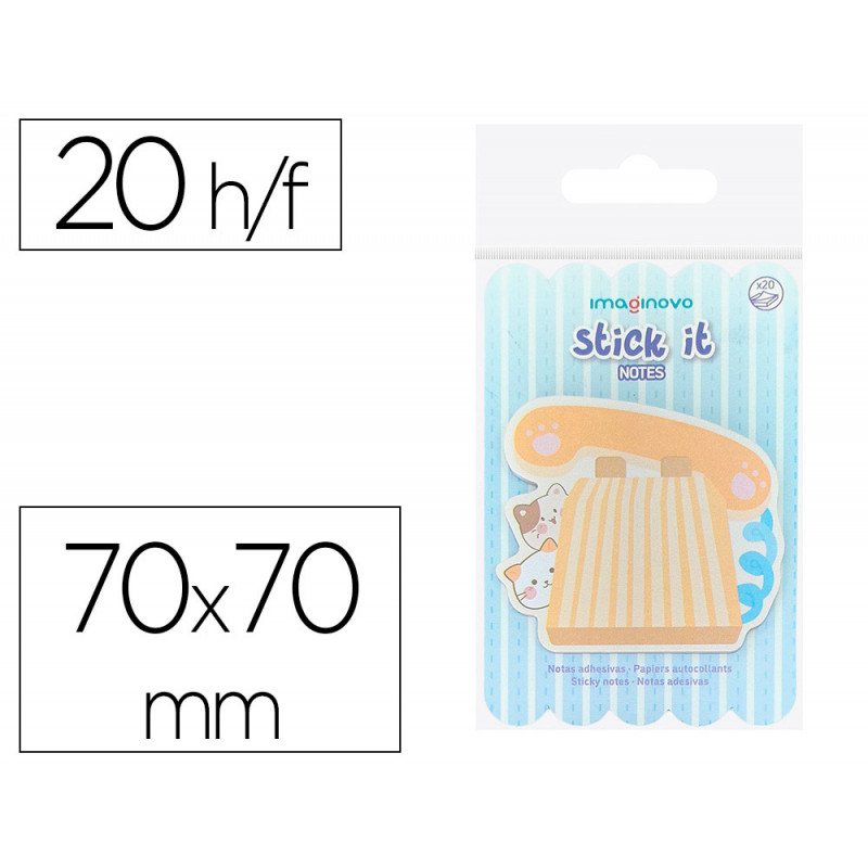 Bloc notes imaginovo adhesifs meow telephone 20 feuilles 70x70 mm