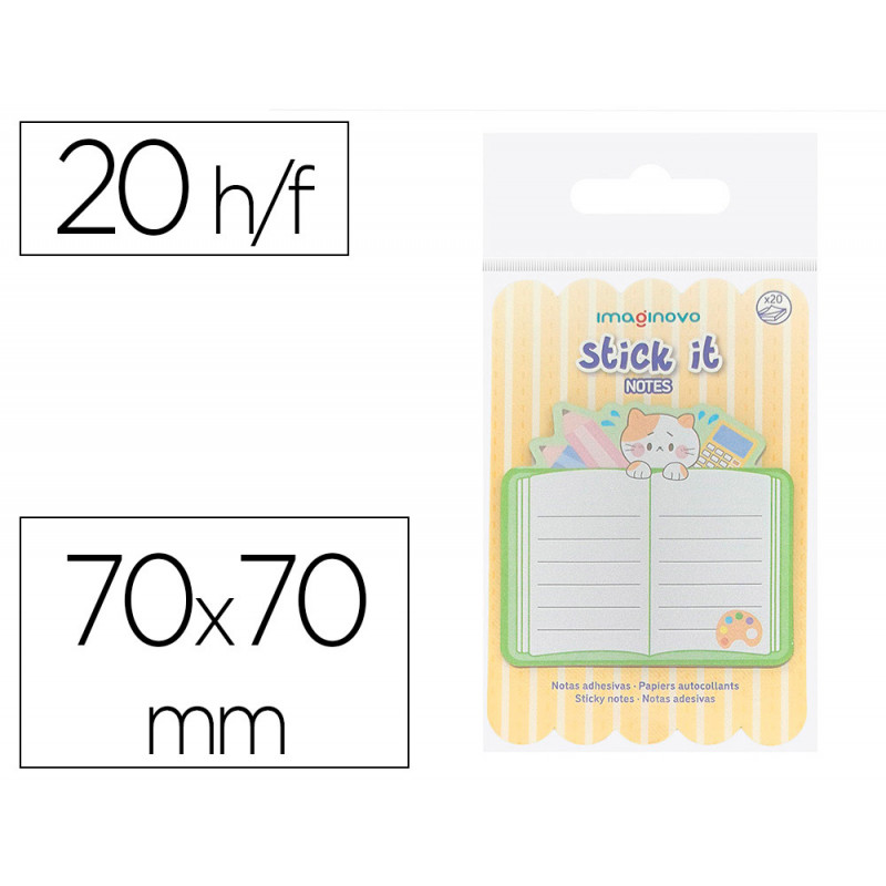 Bloc notes imaginovo adhesifs meow cahier 20 feuilles 70x70 mm