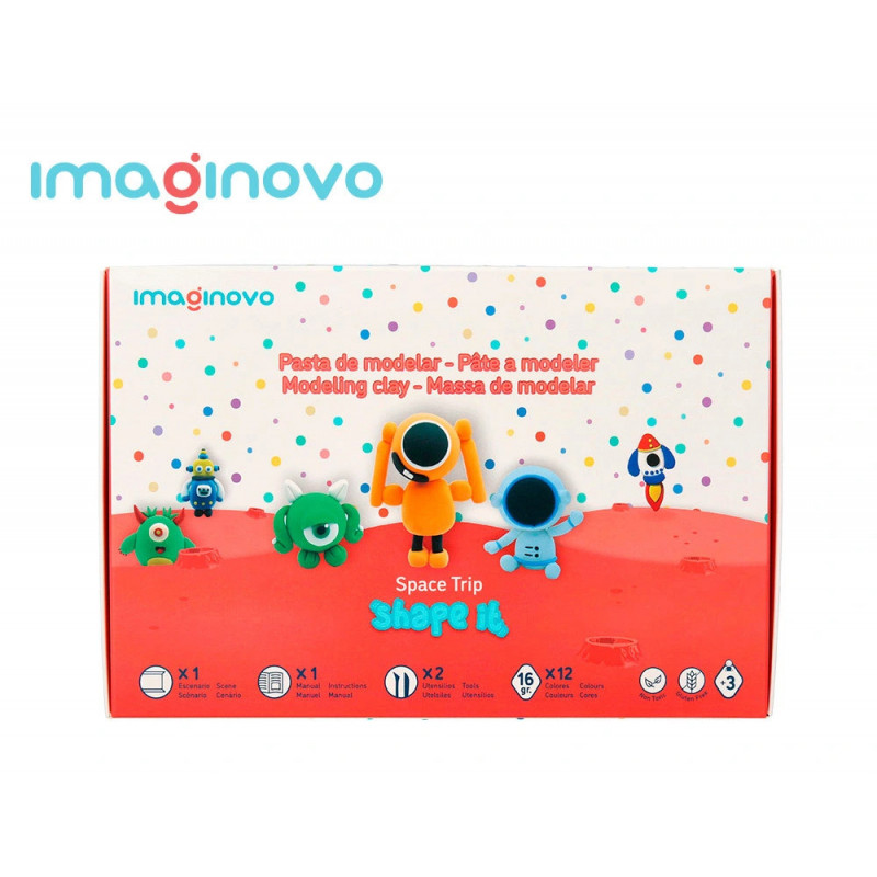 Pate a modeler imaginovo sechage a l'air set 12 couleurs shape it space trip outils et instructions