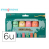 Marqueur imaginovo fluorescent safari glow pastel animaux boite de 6 unites assorties