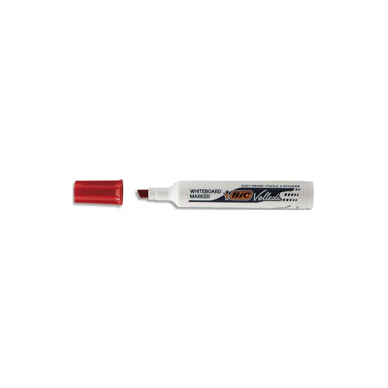 BIC Velleda 1791 Feutres pour Tableau Blanc Effaçables à Sec Pointe Large Biseautée - Rouge