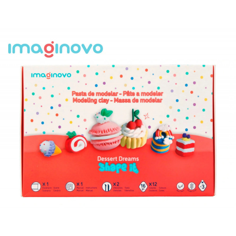 Pate a modeler imaginovo sechage a l'air set 12 couleurs shape it dessert dream outils et instructions