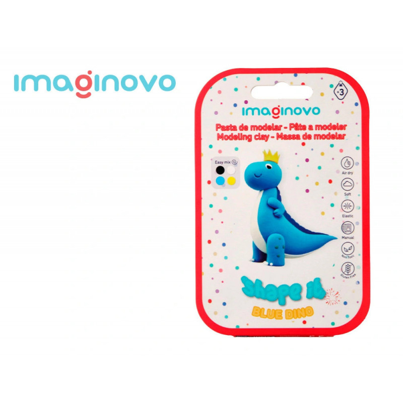 Pate a modeler imaginovo sechage a l'air set coloris assortis avec instructions dinosaure bleu