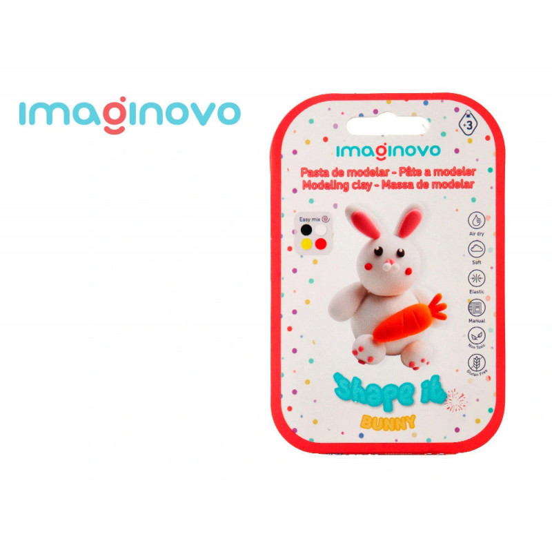 Pate a modeler imaginovo sechage a l'air set coloris assortis avec instructions lapin