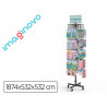Presentoir imaginovo metallique rotatif autocollants avec 40 crochets reglables assortiment de