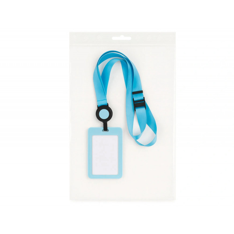 Porte-cartes avery avec enrouleur et tour de cou recycle ajustable coloris bleu