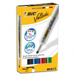 BIC Velleda 1791 Feutre pour Tableau Blanc Effaçable à Sec Pointe Large Biseautée - Couleurs Assorties x4