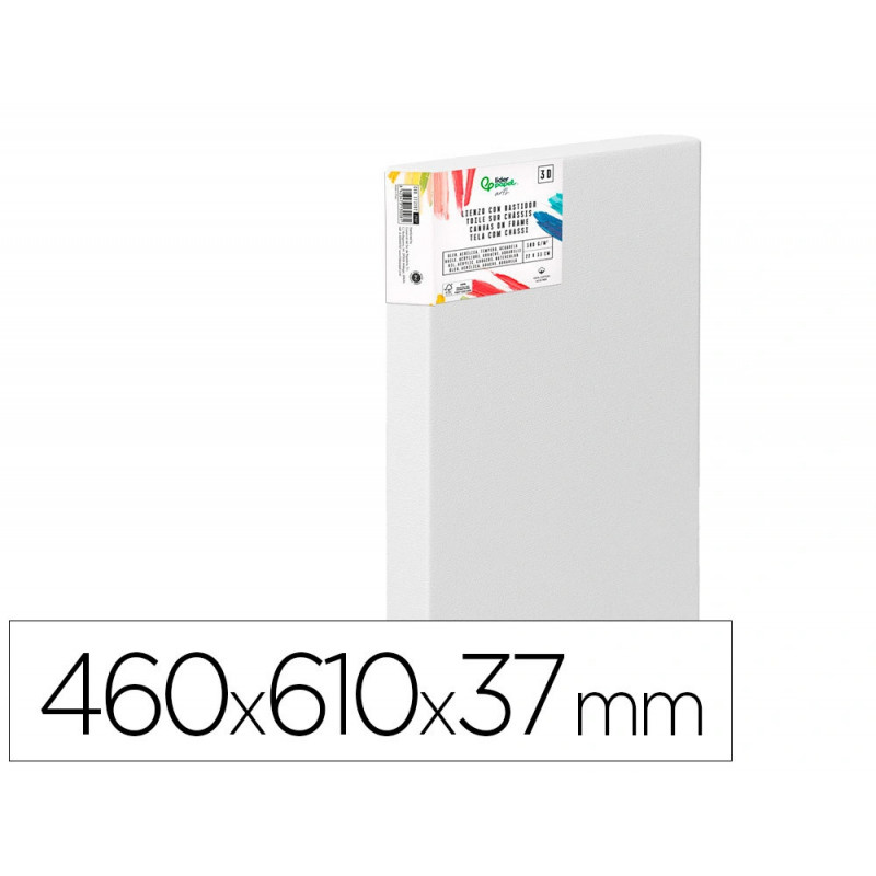 Toile sur chassis 3d liderpapel 12p extra large agrafee au dos 100% coton 46x61 cm 380g/m2 certifie