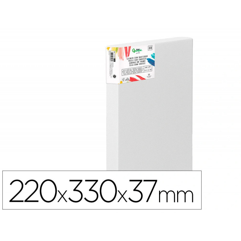 Toile sur chassis 3d liderpapel 4p extra large agrafee au dos 100% coton 22x33 cm 380g/m2 certifie