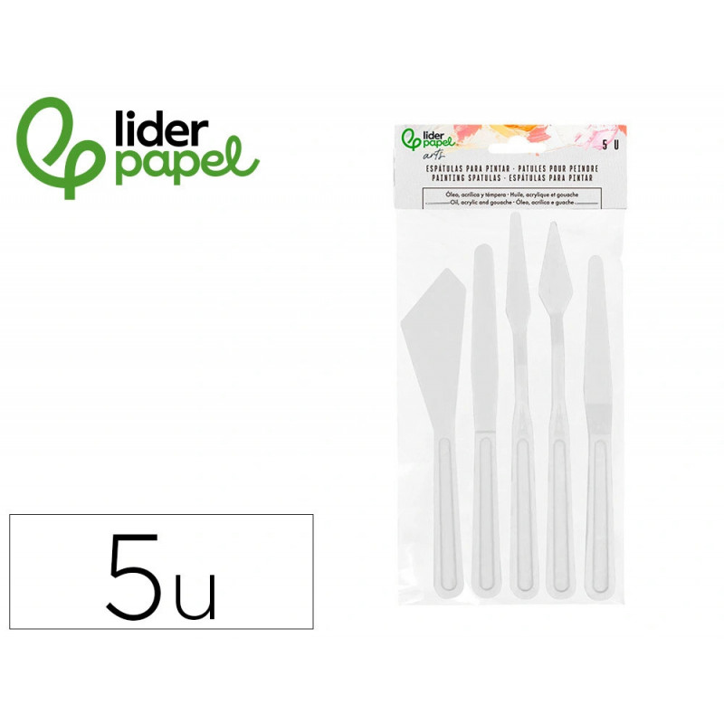 Spatule pour peinture liderpapel en plastique sachet de 5 unites tailles assorties