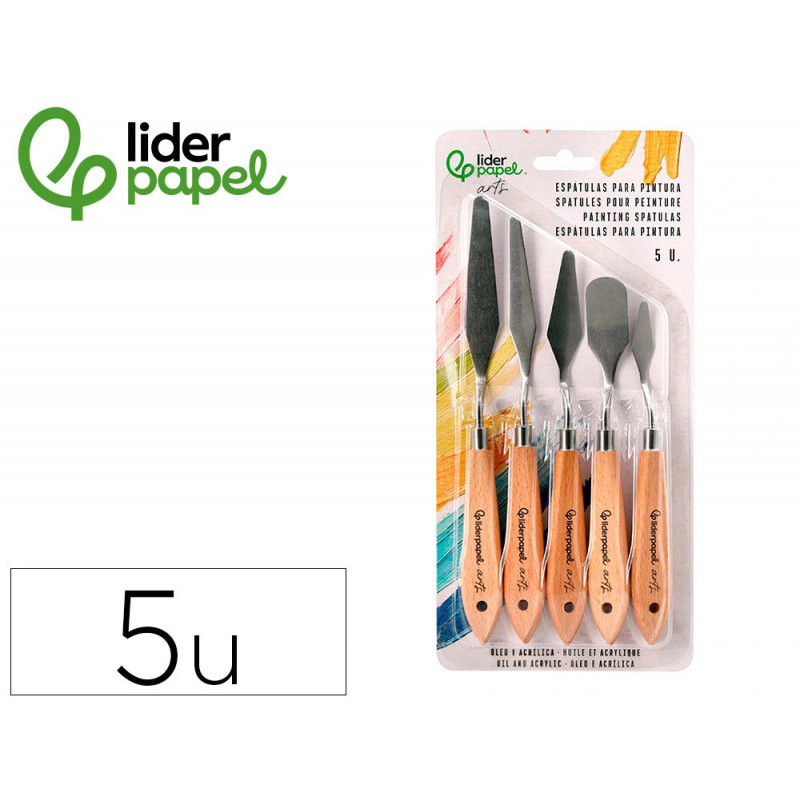 Spatule pour peinture liderpapel metallique sachet de 5 unites tailles assorties certifie
