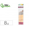 Pinceaux aquarelle liderpapel poil naturel de poney blister de 8 unites assortis certifie fsc