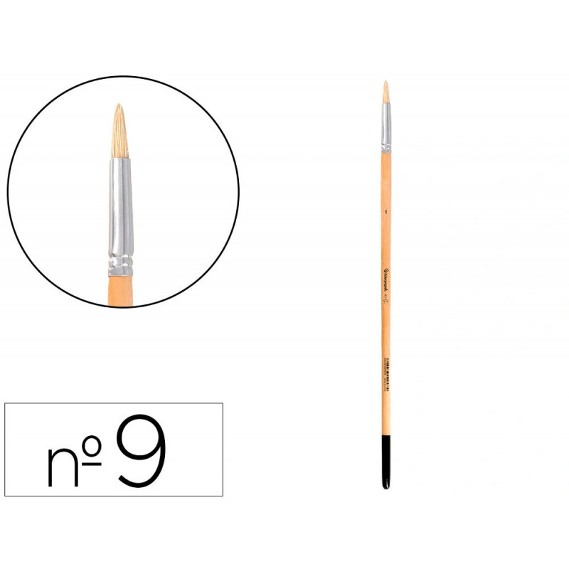 Pinceau pour peinture a l huile et acrylique liderpapel n 9 pointe ronde en poils de soie certifie fsc