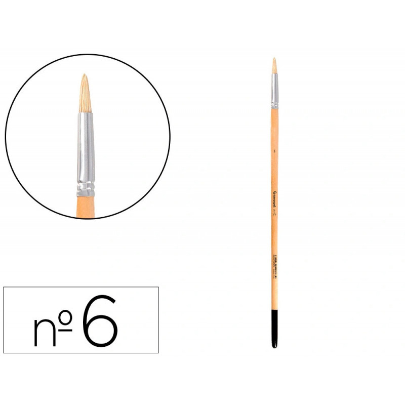 Pinceau pour peinture a l huile et acrylique liderpapel n 6 pointe ronde en poils de soie certifie fsc