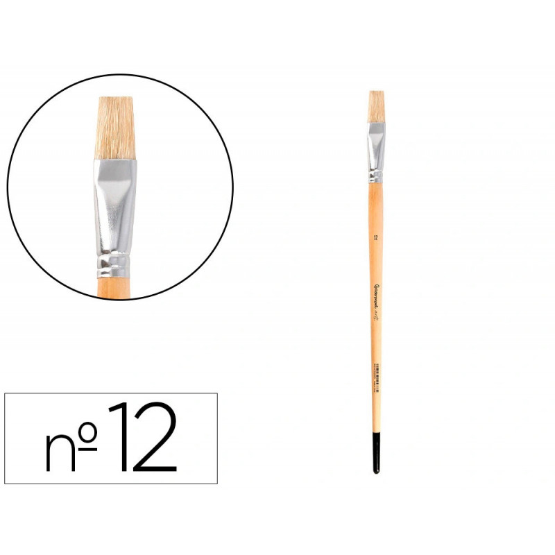 Pinceau pour peinture a l huile et acrylique liderpapel n 12 pointe plate en poils de soie certifie fsc