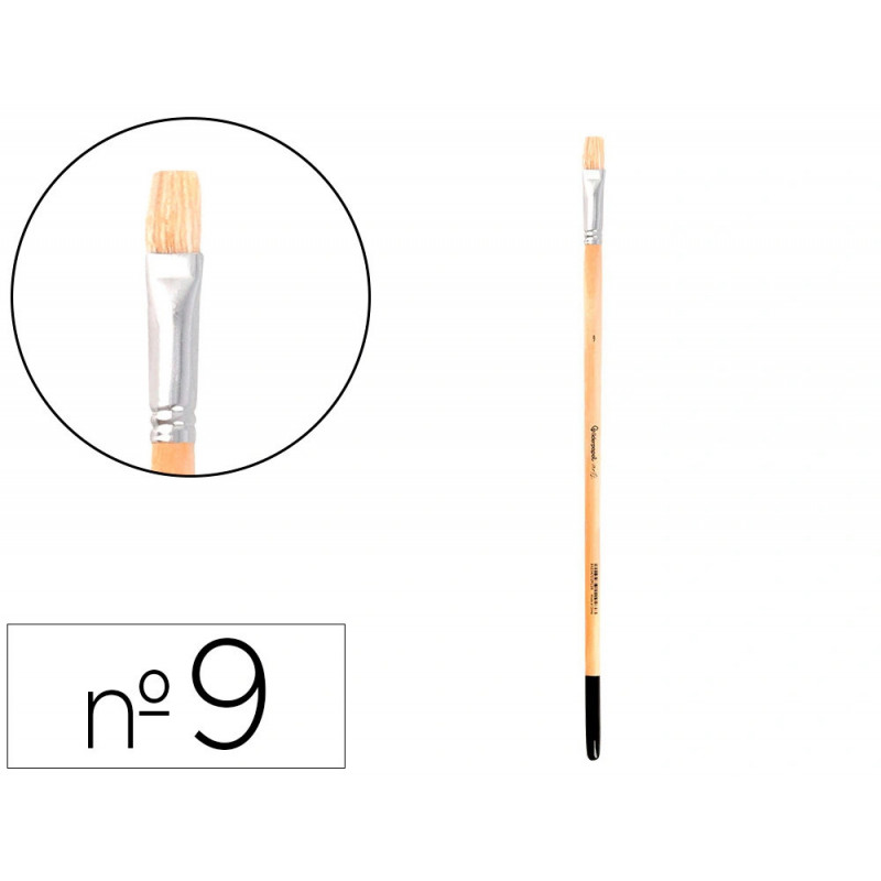 Pinceau pour peinture a l huile et acrylique liderpapel n 9 pointe plate en poils de soie certifie fsc