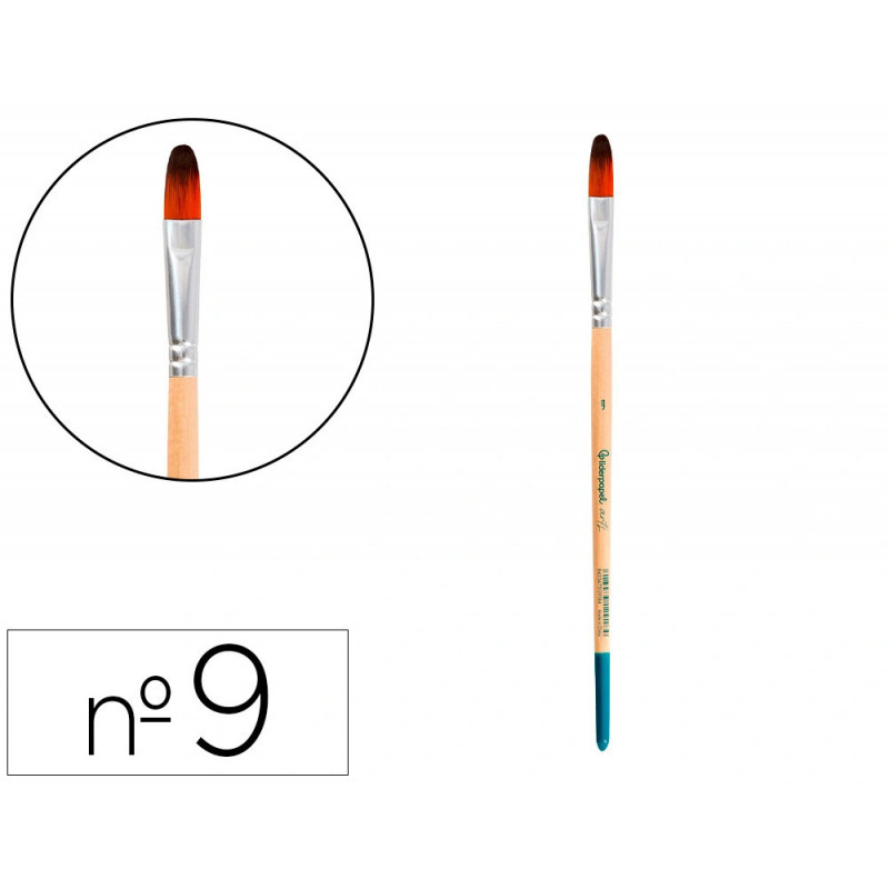 Pinceau pour peinture acrylique et aquarelle liderpapel n 9 pointe langue de chat en poils synthetiques
