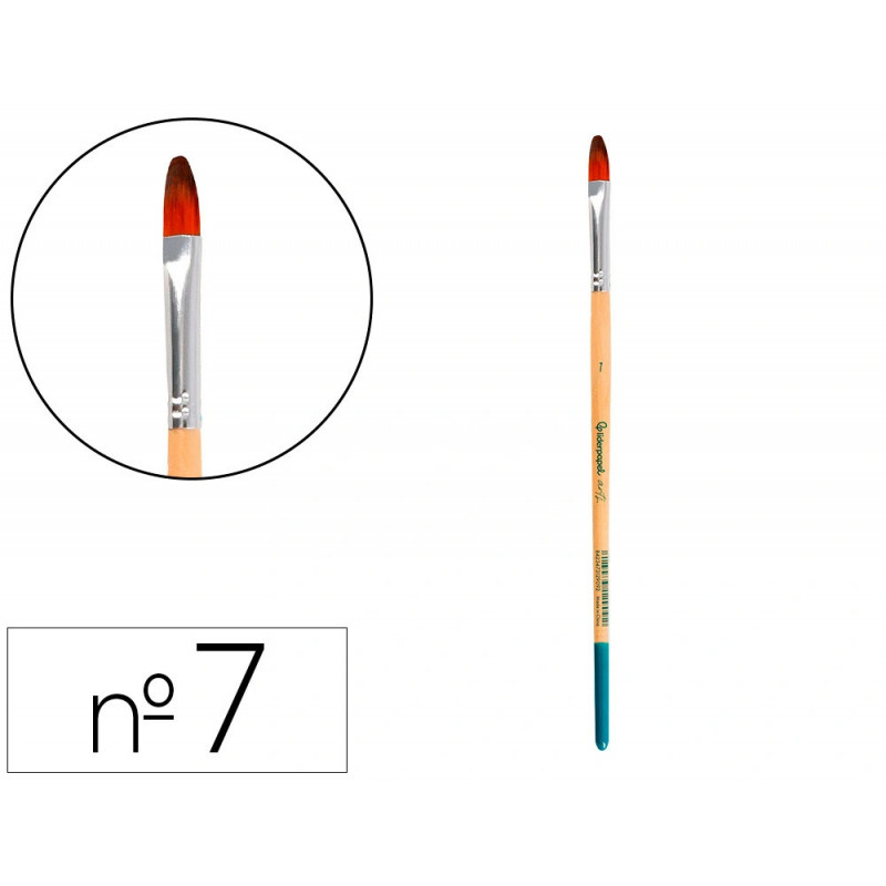 Pinceau pour peinture acrylique et aquarelle liderpapel n 7 pointe langue de chat en poils synthetiques