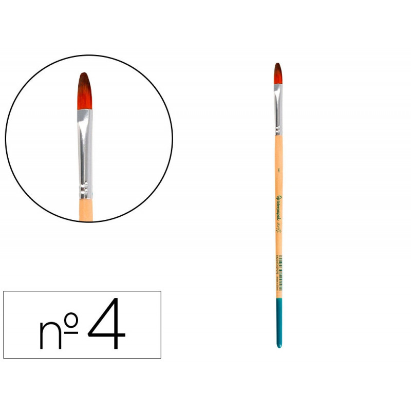 Pinceau pour peinture acrylique et aquarelle liderpapel n 4 pointe langue de chat en poils synthetiques