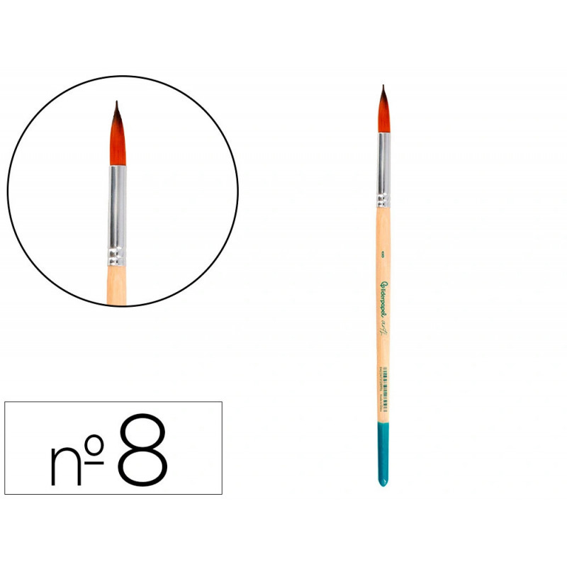 Pinceau pour peinture acrylique et aquarelle liderpapel n 8 pointe ronde en poils synthetiques