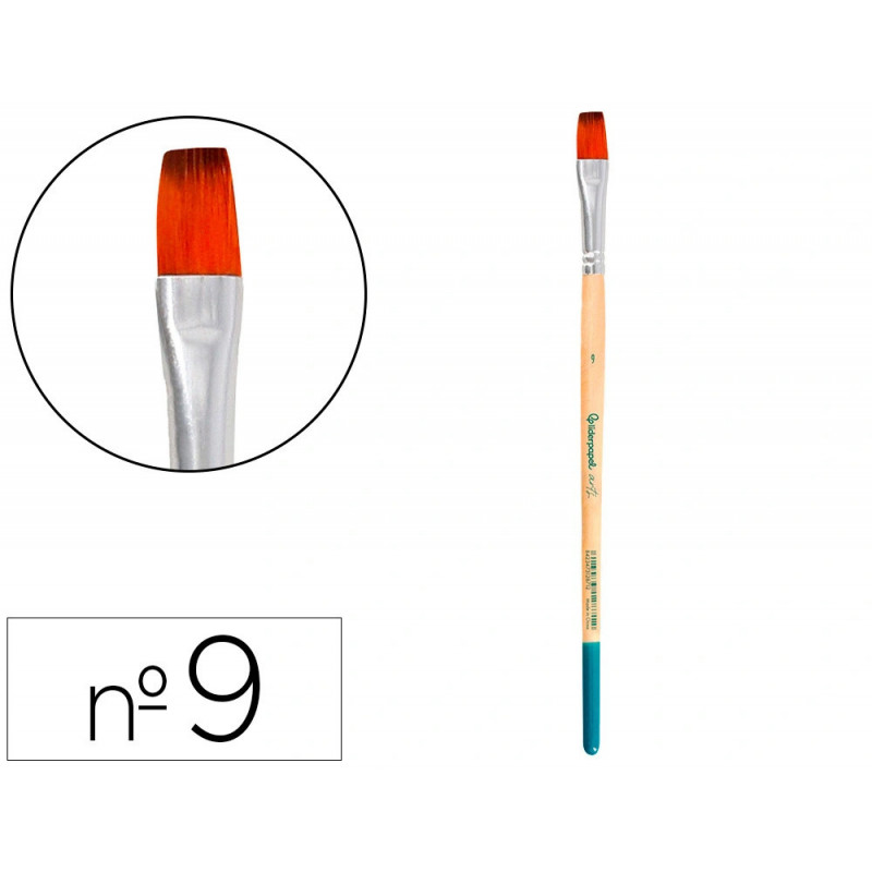 Pinceau pour peinture acrylique et aquarelle liderpapel n 9 pointe plate en poils synthetiques
