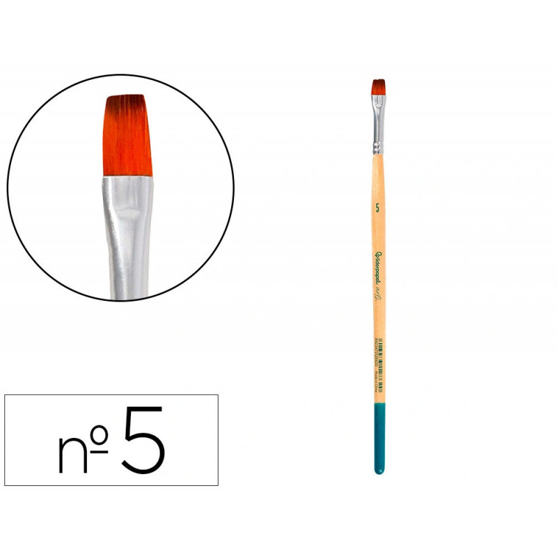 Pinceau pour peinture acrylique et aquarelle liderpapel n 5 pointe plate en poils synthetiques