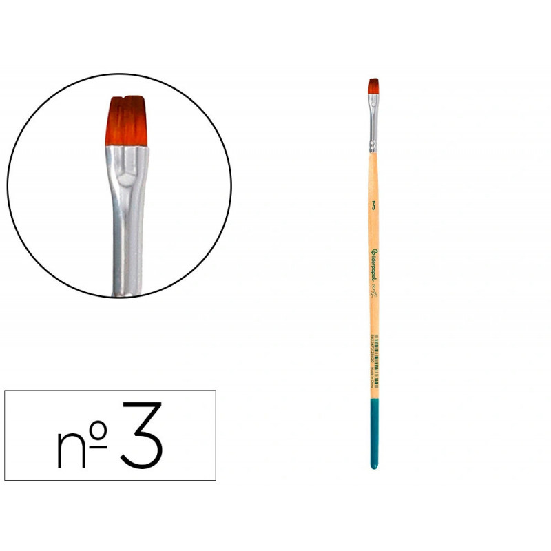 Pinceau pour peinture acrylique et aquarelle liderpapel n 3 pointe plate en poils synthetiques