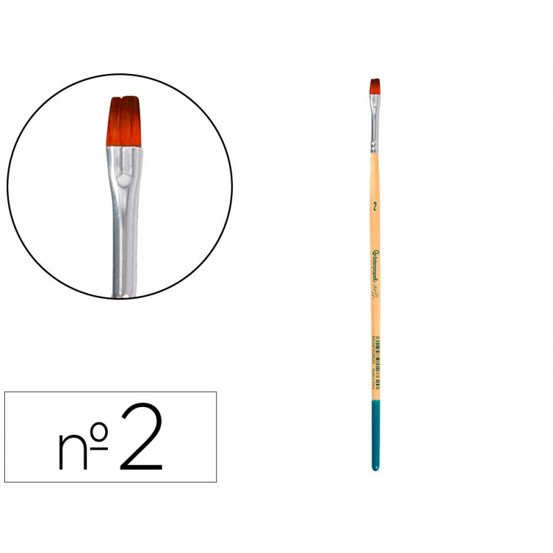 Pinceau pour peinture acrylique et aquarelle liderpapel n 2 pointe plate en poils synthetiques