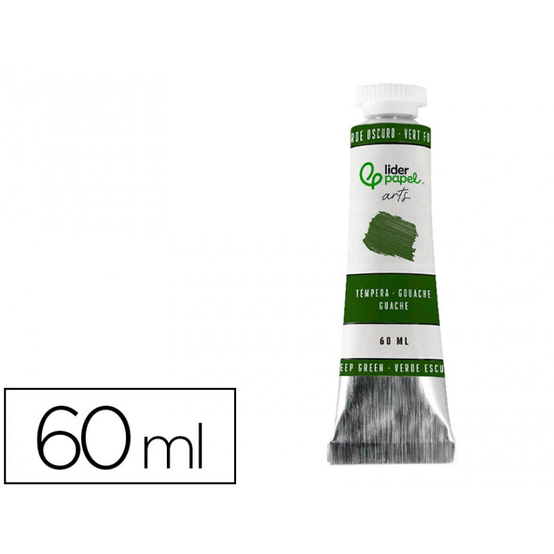 Peinture gouache tempera liderpapel tube en aluminium de 60 ml coloris vert fonc
