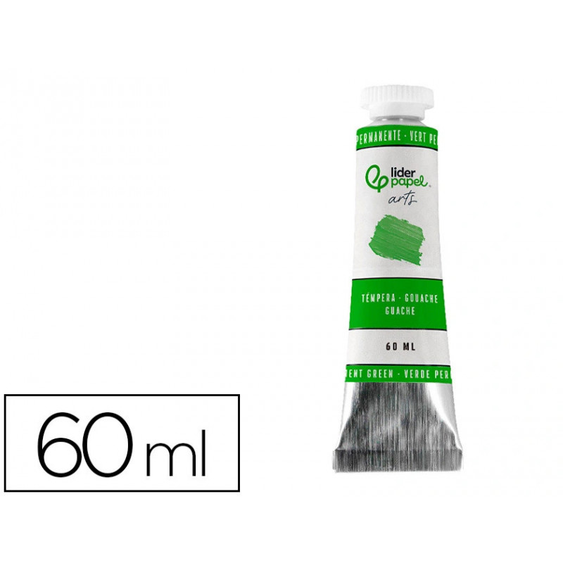 Peinture gouache tempera liderpapel tube en aluminium de 60 ml coloris vert
