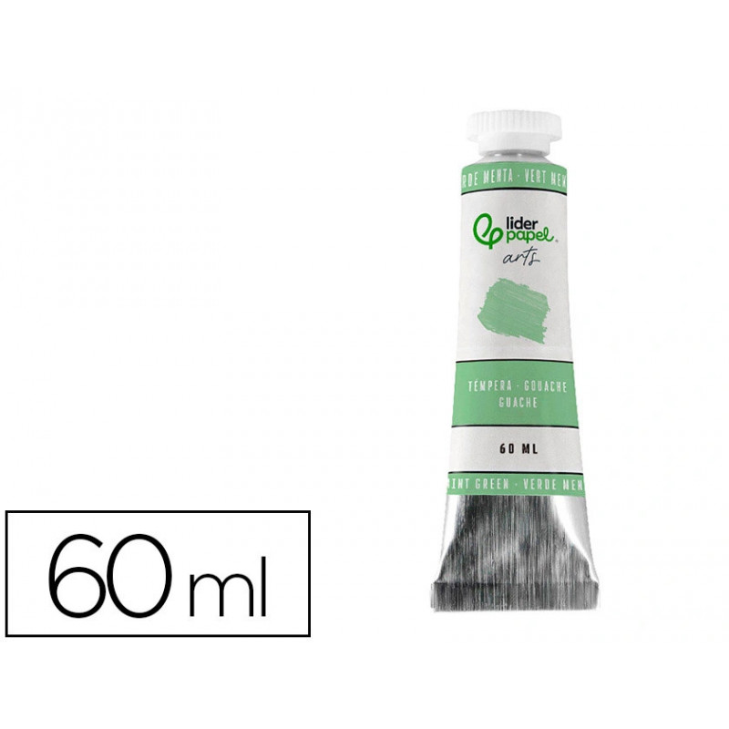 Peinture gouache tempera liderpapel tube en aluminium de 60 ml coloris vert menthe