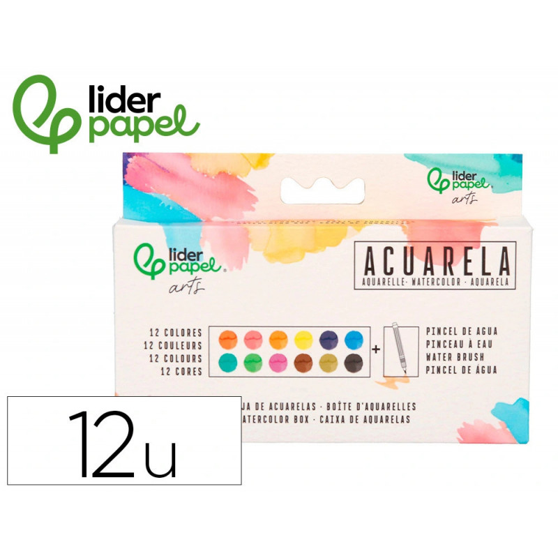 Peinture aquarelle 12 couleurs inclut pinceau avec reservoir d eau en boite plastique