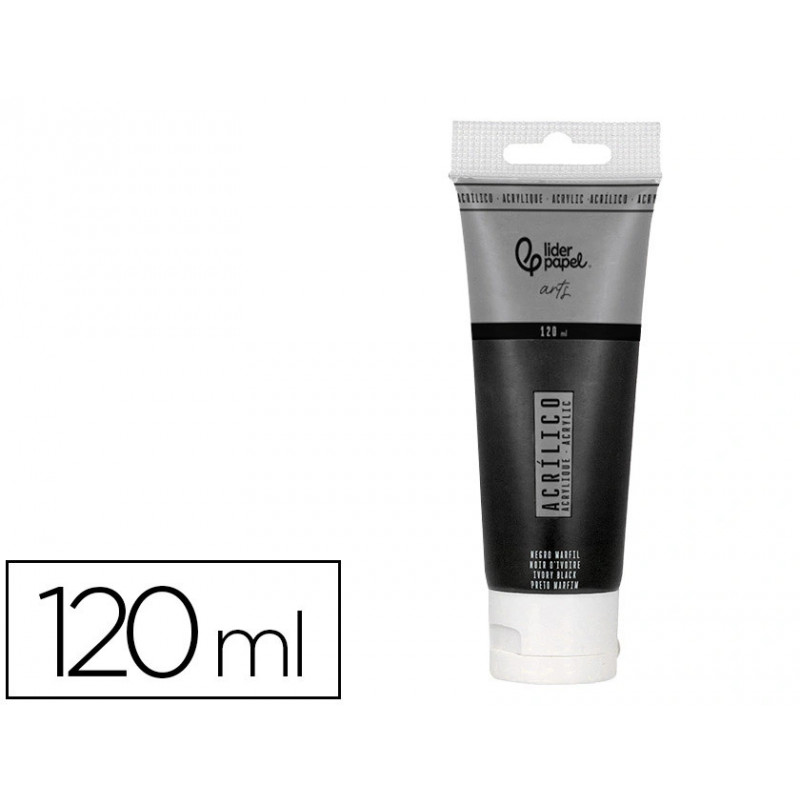 Peinture acrylique liderpapel tube en plastique de 120 ml coloris noir d ivoire