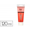 Peinture acrylique liderpapel tube en plastique de 120 ml coloris rouge vermillon