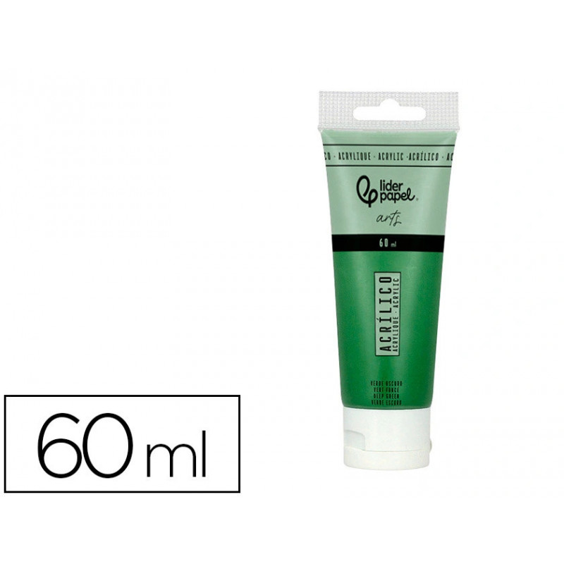 Peinture acrylique liderpapel tube en plastique de 60 ml coloris vert fonc